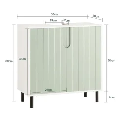 Meuble sous Lavabo Salle de Bain, Meuble sous Vasque avec 2 Portes, SoBuy, BZR139-GR