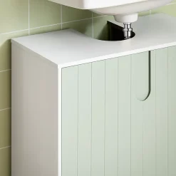 Meuble sous Lavabo Salle de Bain, Meuble sous Vasque avec 2 Portes, SoBuy, BZR139-GR