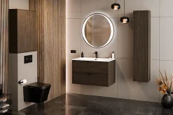 Meuble sous lavabo suspendu TERRA VILLA coloris noyer foncé 80 cm