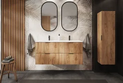 Meuble sous vasque à 2 portes FLOW CHÊNE 120 cm avec 2 x l'étagères - extensions et plan