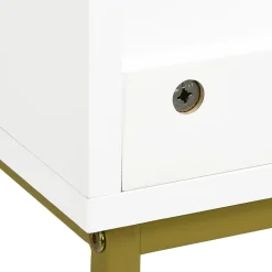 Meuble sous vasque - 2 portes - dim. 60L x 30l x 65H cm - acier doré MDF blanc