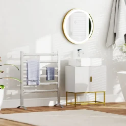Meuble sous vasque - 2 portes - dim. 60L x 30l x 65H cm - acier doré MDF blanc