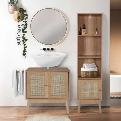 Meuble sous vasque 2 portes Bali en cannage