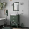 Meuble sous vasque à poser l.60 cm vert + plan de toilette effet marbre blanc Cadélia, GoodHome Perma