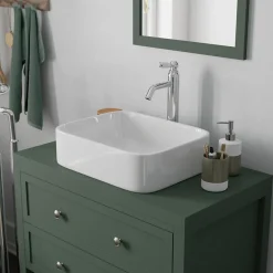 Meuble sous vasque à poser l.80 cm vert + plan de toilette, GoodHome Perma