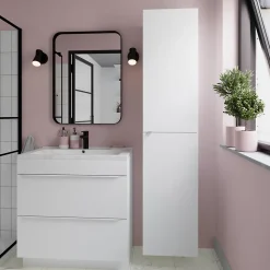 Meuble sous vasque à poser blanc mat l.80 x H.82 x P.45 cm, GoodHome Imandra