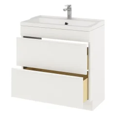 Meuble sous vasque à poser blanc mat l.80 x H.82 x P.45 cm, GoodHome Imandra