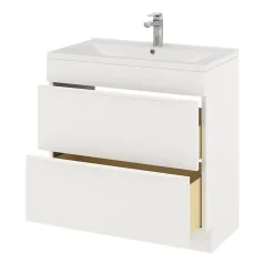 Meuble sous vasque à poser blanc mat l.80 x H.82 x P.45 cm, GoodHome Imandra