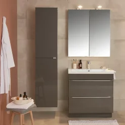 Meuble sous vasque à poser gris taupe l.80 x H.82 x P.45 cm, GoodHome Imandra