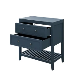 Meuble sous vasque à poser 2 tiroirs 1 niche bleu mat l.80 cm + plan de toilette, GoodHome Perma
