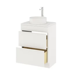 Meuble sous vasque à poser blanc mat l.60 x H.82 x P.45 cm, GoodHome Imandra