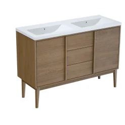 Meuble sous vasque à poser placage chêne H.82 x P.45 x l.120 cm Kabayan