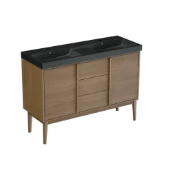 Meuble sous vasque à poser placage chêne H.82 x P.45 x l.120 cm Kabayan