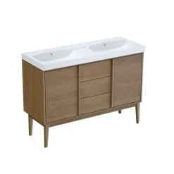 Meuble sous vasque à poser placage chêne H.82 x P.45 x l.120 cm Kabayan