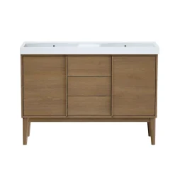 Meuble sous vasque à poser placage chêne H.82 x P.45 x l.120 cm Kabayan