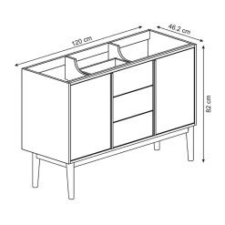 Meuble sous vasque à poser placage chêne H.82 x P.45 x l.120 cm Kabayan
