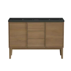 Meuble sous vasque à poser placage chêne H.82 x P.45 x l.120 cm Kabayan