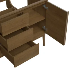 Meuble sous vasque à poser placage chêne H.82 x P.45 x l.120 cm Kabayan