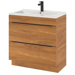 Meuble sous vasque à poser effet noyer l.80 x H.82 x P.45 cm, GoodHome Imandra