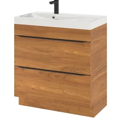 Meuble sous vasque à poser effet noyer l.80 x H.82 x P.45 cm, GoodHome Imandra