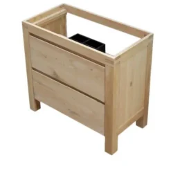 Meuble sous vasque à poser chêne massif et plaqué chêne l.90 cm + plan de toilette en chêne, Cooke & Lewis Harmon
