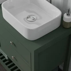 Meuble sous vasque à poser l.120 cm vert + plan de toilette, GoodHome Perma