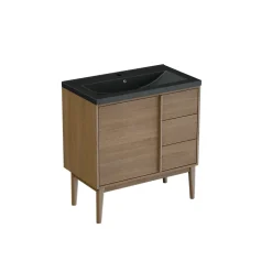 Meuble sous vasque à poser placage chêne H.82 x P.45 x l.80 cm Kabayan