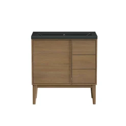 Meuble sous vasque à poser placage chêne H.82 x P.45 x l.80 cm Kabayan