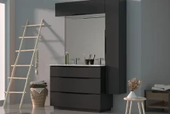 Meuble sous vasque à poser gris anthracite brillant l.120 x H.88 x P.50 cm, Pamili