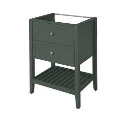 Meuble sous vasque à poser 2 tiroirs 1 niche vert mat l.60 x H.80,6 x P.45 cm, GoodHome Perma
