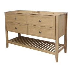 Meuble sous vasque à poser 4 tiroirs 1 niche placage chêne l.120 cm Perma + plan double vasque céramique blanc Lana, GoodHome