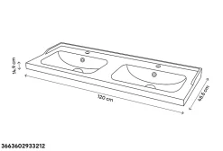 Meuble sous vasque à poser 4 tiroirs 1 niche placage chêne l.120 cm Perma + plan double vasque céramique blanc Lana, GoodHome