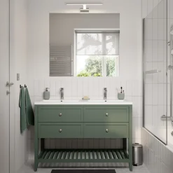 Meuble sous vasque à poser l.120 cm vert + plan double vasque Nira, GoodHome Perma