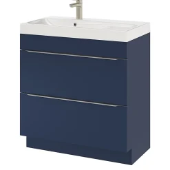 Meuble sous vasque à poser bleu nuit mat l.80 x H.82 x P.45 cm, GoodHome Imandra