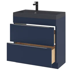 Meuble sous vasque à poser bleu nuit mat l.80 x H.82 x P.45 cm, GoodHome Imandra