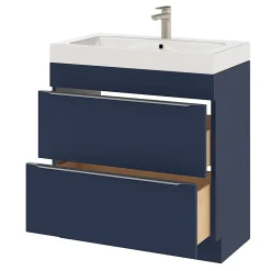 Meuble sous vasque à poser bleu nuit mat l.80 x H.82 x P.45 cm, GoodHome Imandra