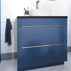 Meuble sous vasque à poser bleu nuit mat l.80 x H.82 x P.45 cm, GoodHome Imandra