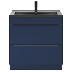 Meuble sous vasque à poser bleu nuit mat l.80 x H.82 x P.45 cm, GoodHome Imandra