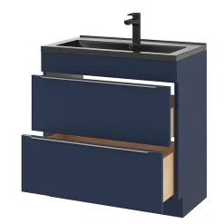 Meuble sous vasque à poser bleu nuit mat l.80 x H.82 x P.45 cm, GoodHome Imandra