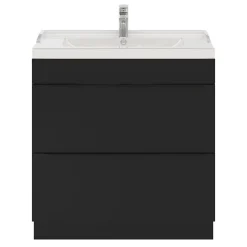 Meuble sous vasque à poser noir mat l.80 x H.82 x P.45 cm, GoodHome Imandra
