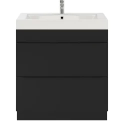Meuble sous vasque à poser noir mat l.80 x H.82 x P.45 cm, GoodHome Imandra