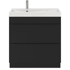 Meuble sous vasque à poser noir mat l.80 x H.82 x P.45 cm, GoodHome Imandra