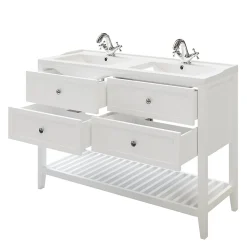 Meuble sous vasque à poser 4 tiroirs blanc mat l.120 x H.80 x P.45 cm, GoodHome Perma