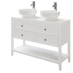 Meuble sous vasque à poser 4 tiroirs blanc mat l.120 x H.80 x P.45 cm, GoodHome Perma