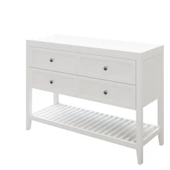 Meuble sous vasque à poser 4 tiroirs blanc mat l.120 x H.80 x P.45 cm, GoodHome Perma