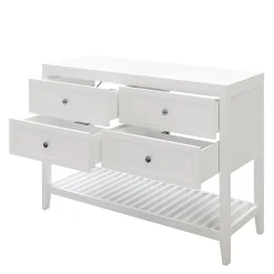 Meuble sous vasque à poser 4 tiroirs blanc mat l.120 x H.80 x P.45 cm, GoodHome Perma