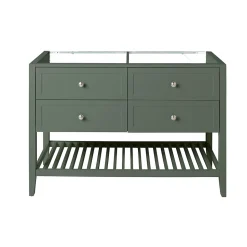 Meuble sous vasque à poser 4 tiroirs 1 niche vert mat l.120 x H.80,6 x P.45 cm, GoodHome Perma