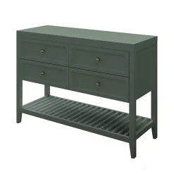 Meuble sous vasque à poser 4 tiroirs 1 niche vert mat l.120 x H.80,6 x P.45 cm, GoodHome Perma
