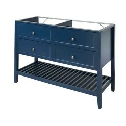 Meuble sous vasque à poser 4 tiroirs bleu mat l.120 x H.80 x P.45 cm, GoodHome Perma