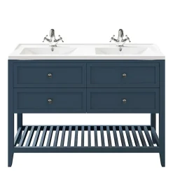 Meuble sous vasque à poser 4 tiroirs bleu mat l.120 x H.80 x P.45 cm, GoodHome Perma